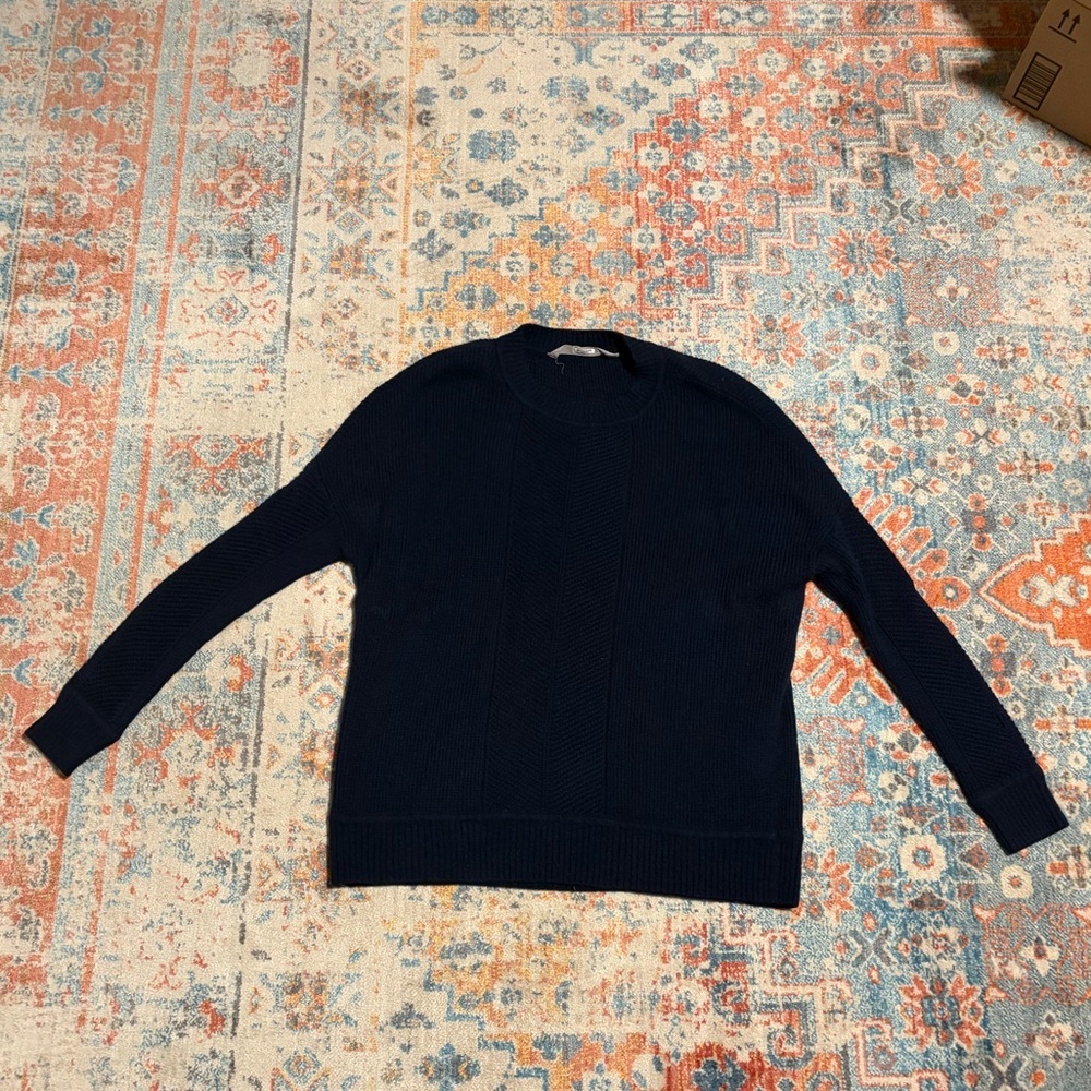 Athleta navy blue wool-cashmere crewneck sweater